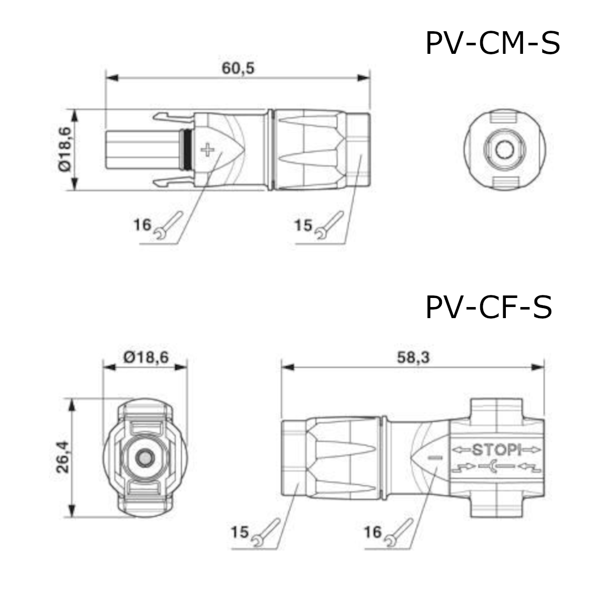 Złącze szeregowe SUNCLIX PV-C3-S 2,5 - 6 mm2 - komplet Phoenix