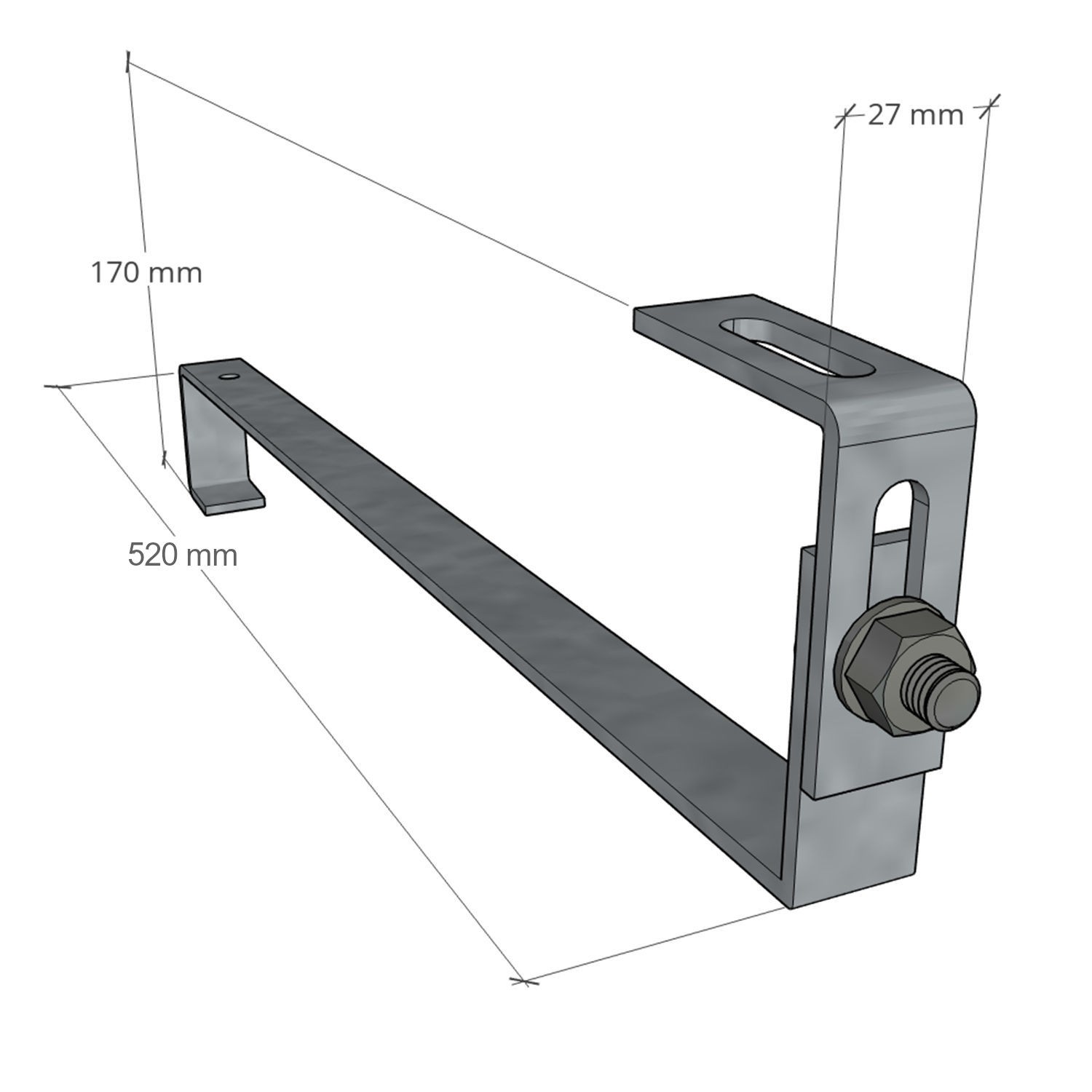 Maniglia tipo S in acciaio inox - regolabile 520 mm, spessore 5 mm