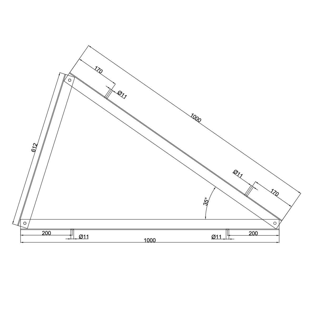 Ekierka 35° montaż POZIOMY Aluminium