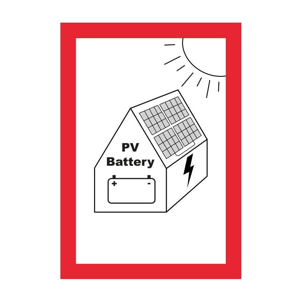 Naklejka informacyjna - Instalacja PV + magazyn energii - 148 x 210 mm norma PN