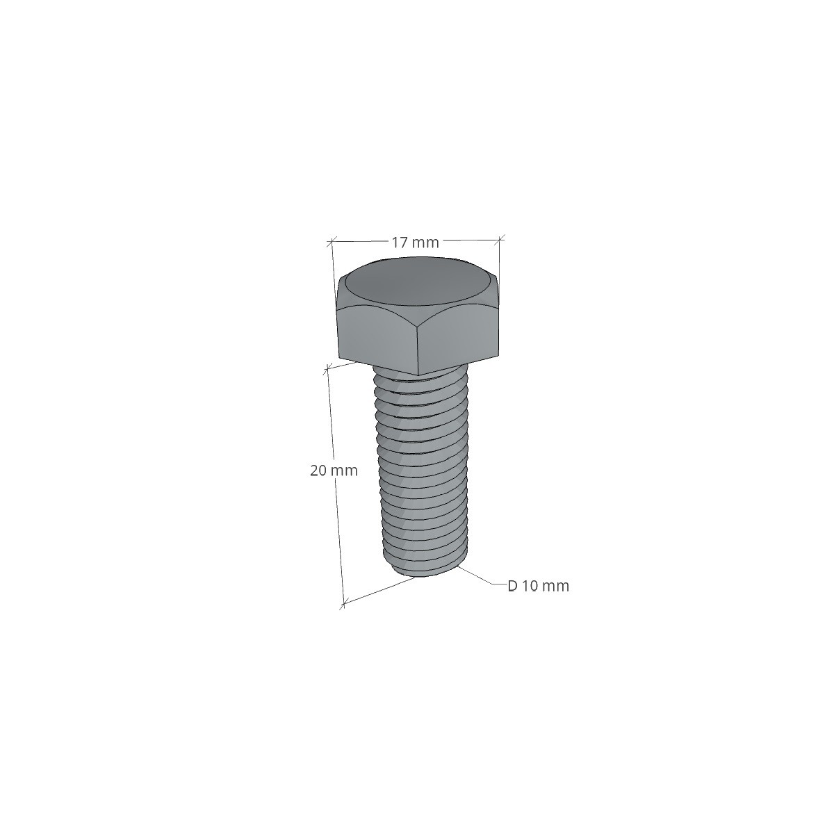 Bullone esagonale in acciaio inox M10x20 mm