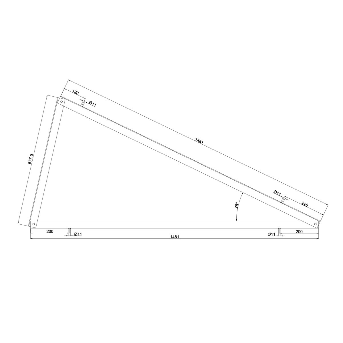 Ekierka 25° montaż PIONOWY Aluminium