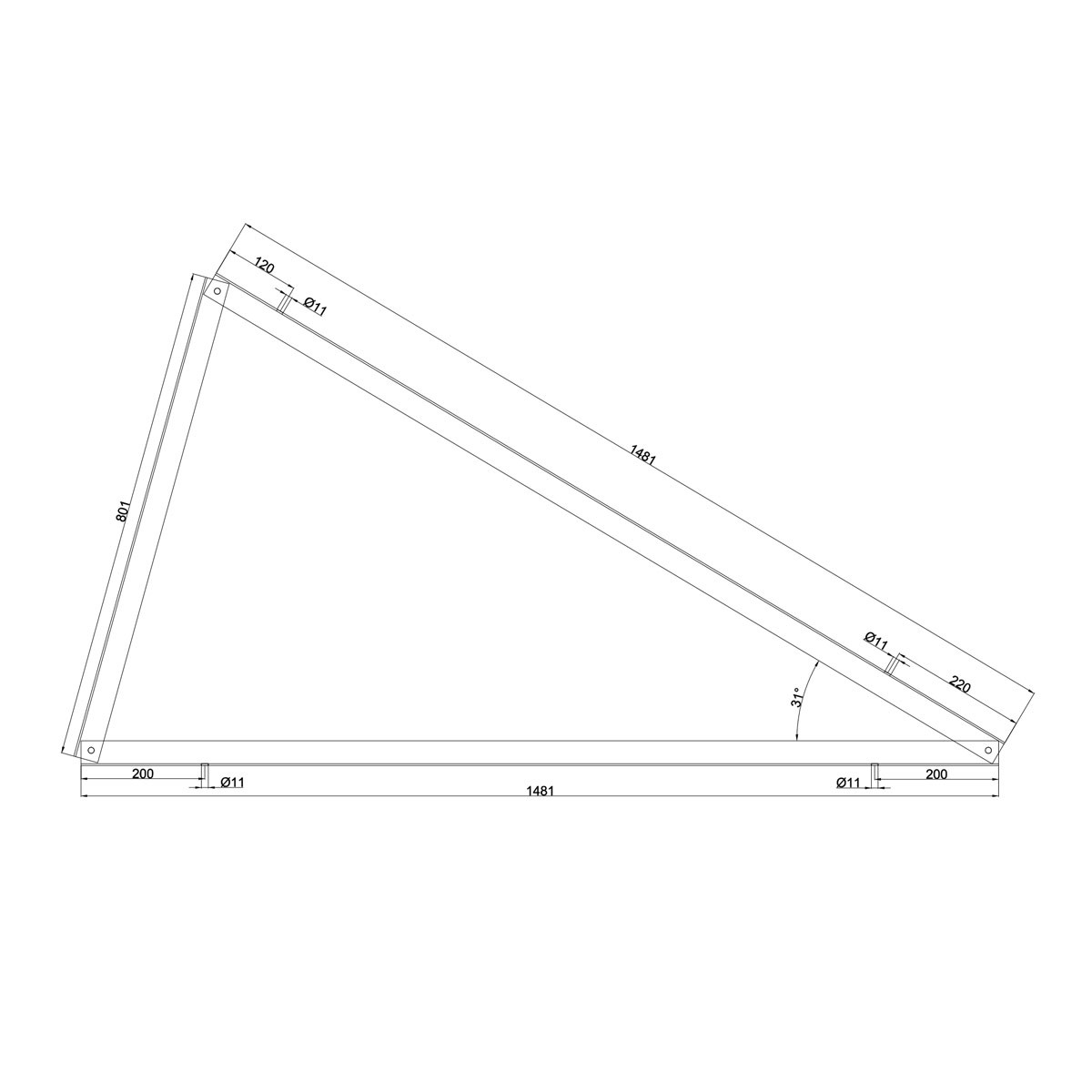 Ekierka 30° montaż PIONOWY Aluminium