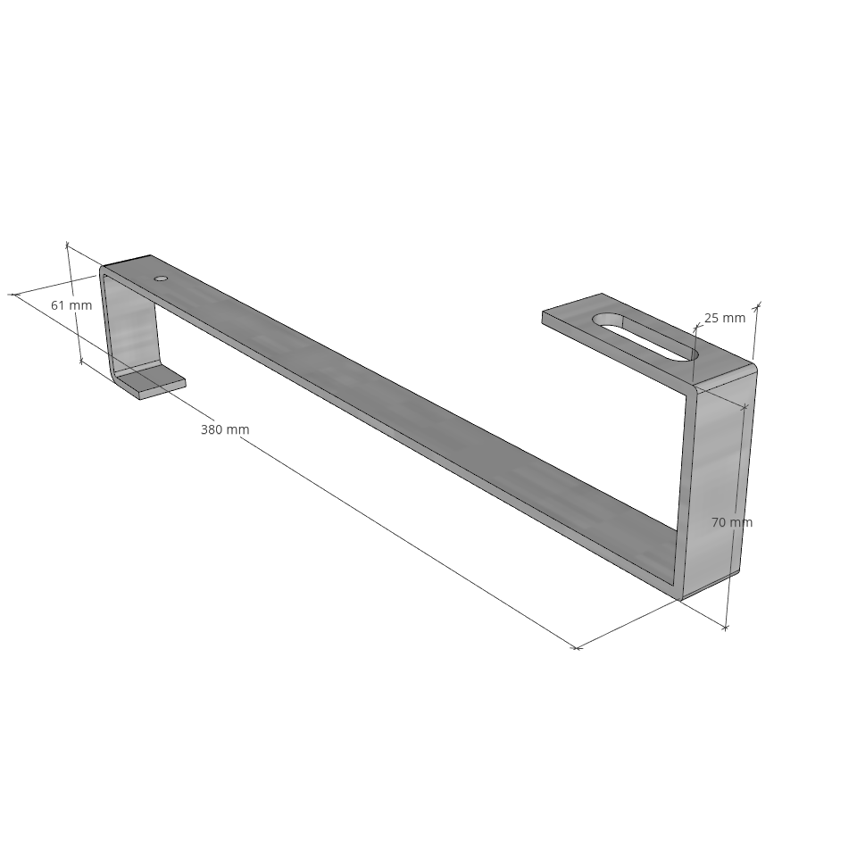 Manico inox tipo S - accorciato 380 mm, spessore 5 mm