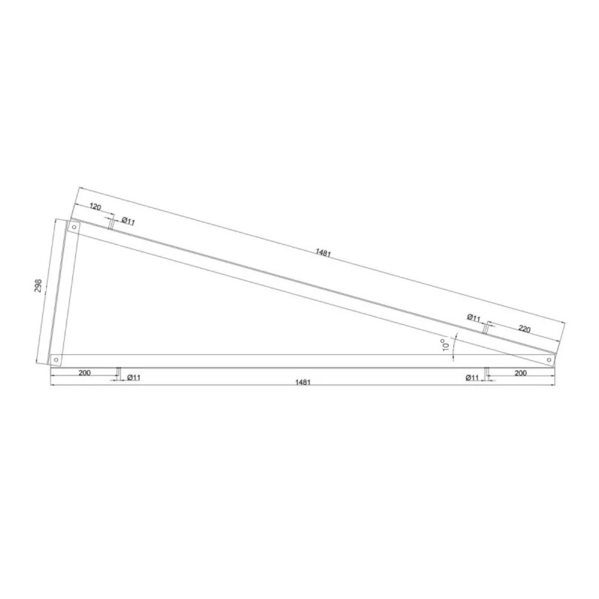 Ekierka 10° montaż PIONOWY Aluminium